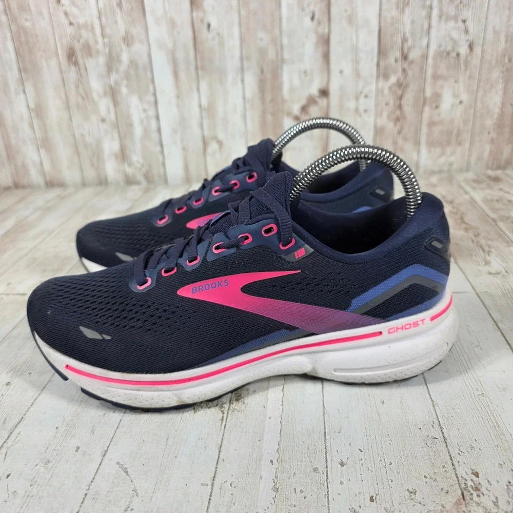 Brooks Ghost 15 Womens Running Shoes Navy Pink Purple 1203801B460 Size 7.5 B